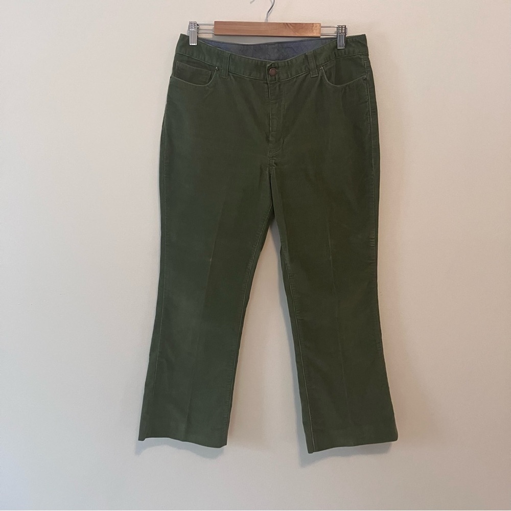 L.L. Bean Womens Favorite Fit Sz. 12 Spring Green Cotton Corduroy HEMMED